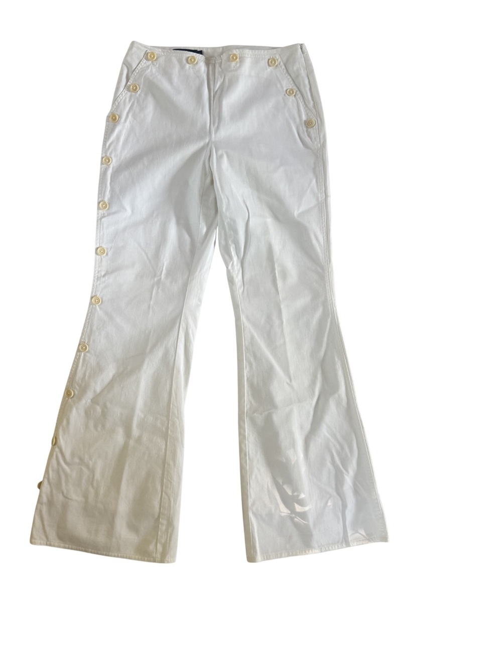 Faconnable White Button-Trim Flared Trousers